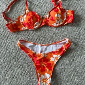 Orange Floral Bikini Set